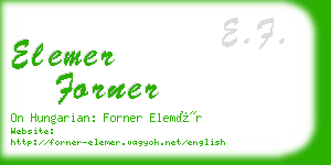 elemer forner business card